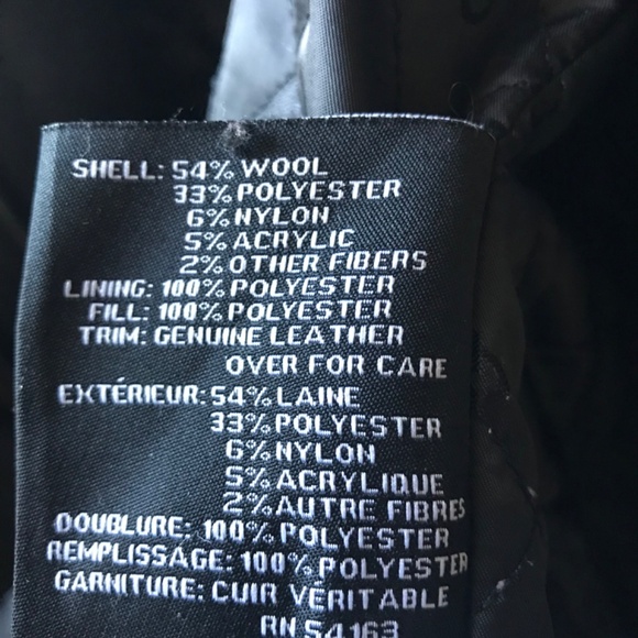 New Cole Haan SZ 14 Charcoal Wool Duffle Coat with Hood and Leather Trims - Picture 4 of 4